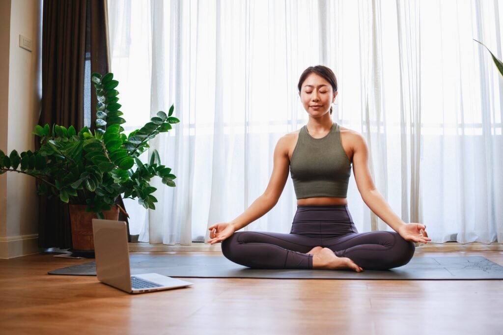 Asian woman doing yoga