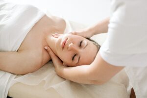 A Woman Having a Facial Treatment