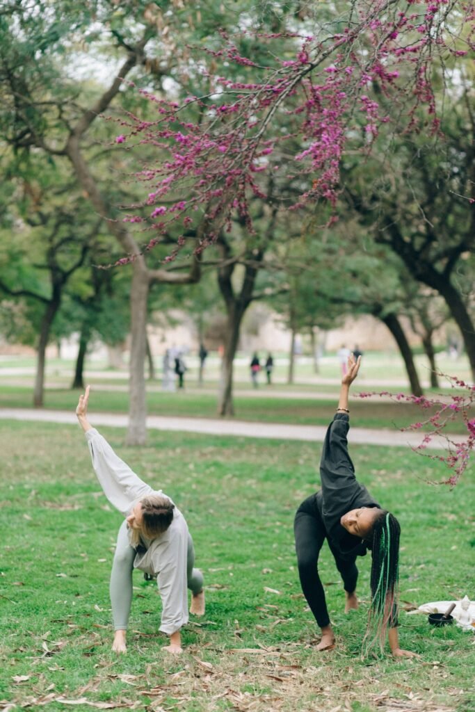 Women in the Park Doing Yoga